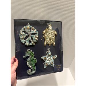 Tommy Bahama Beaded Embellished Shell Coastal Ornaments Sea Life Set of 4 NWT